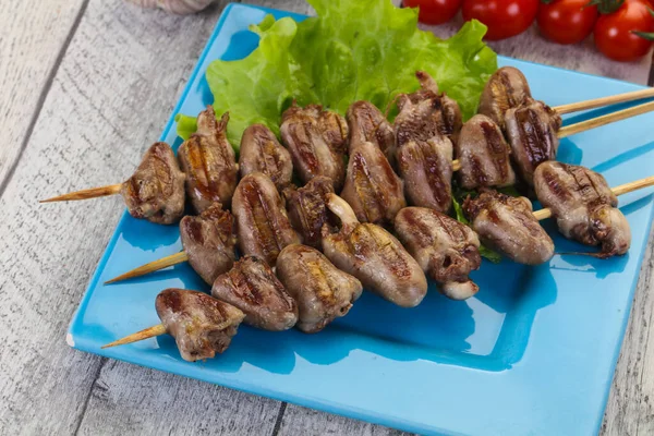 Espetos Corações Frango Cozinha Asiática — Fotografia de Stock