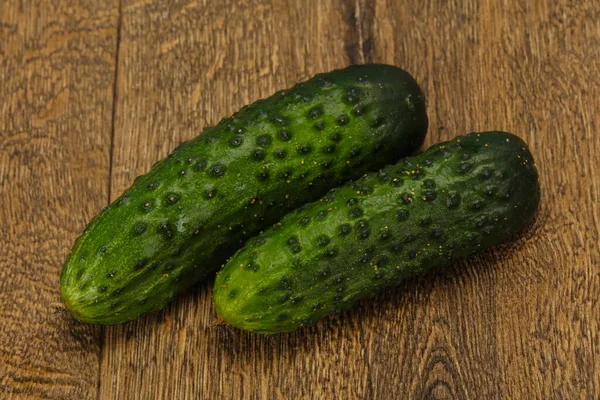 Ripe Fresh Green Two Cucumbers Ready Vegan — Stock Photo, Image