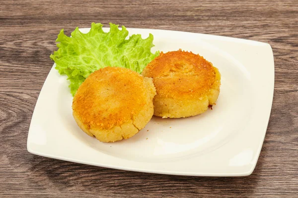 Cuisine Végétalienne Côtelette Pommes Terre Rôtie Dans Assiette — Photo