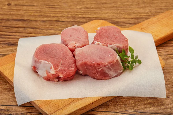 Raw Pork Medallion Served Rosemary Cooking — Stock Photo, Image