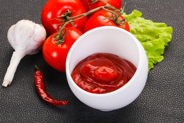 Tomato Ketchup Sauce Served Pepper Garlic — Stock Photo, Image