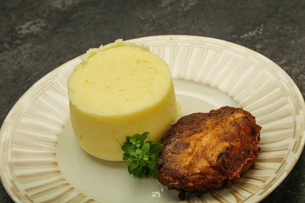 Mashed Potato Homemade Pork Cutlet — Stock Photo, Image