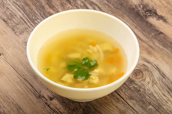 Sopa Frango Saborosa Com Cenoura Batata — Fotografia de Stock