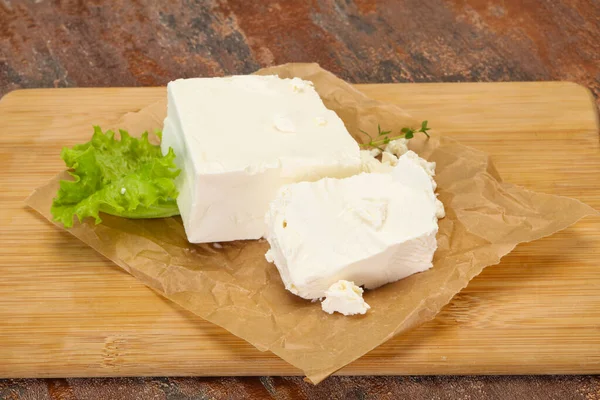 Feta Tradizionale Greca Formaggio Morbido Nel Piatto — Foto Stock