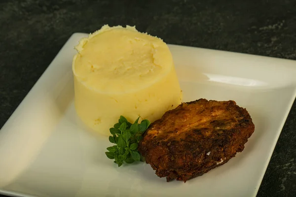 Mashed Potato Homemade Pork Cutlet — Stock Photo, Image