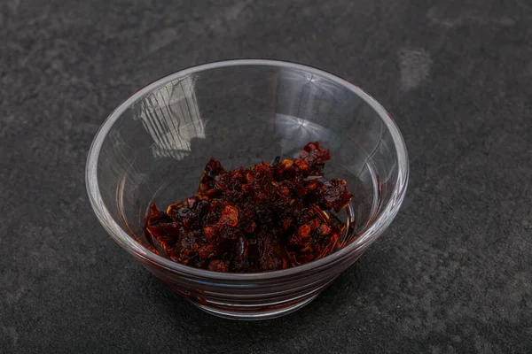 Vietnamesiska Stekt Chili Peppar Sås Med Olja — Stockfoto