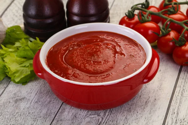 Sopa Tomate Mediterráneo Con Albahaca Especias —  Fotos de Stock