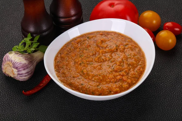 Beroemde Spaanse Gazpacho Tomaat Koude Soep — Stockfoto