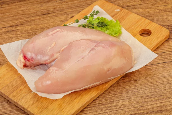 Raw Chicken Breast Board Cooking — Stock Photo, Image