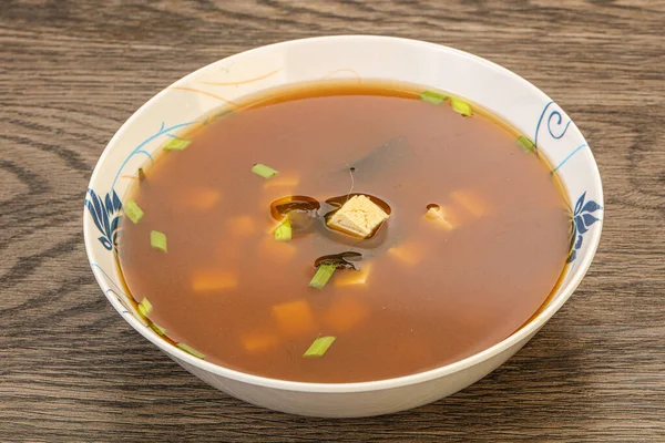 Sopa Miso Tradicional Japonesa Com Queijo Tofu — Fotografia de Stock