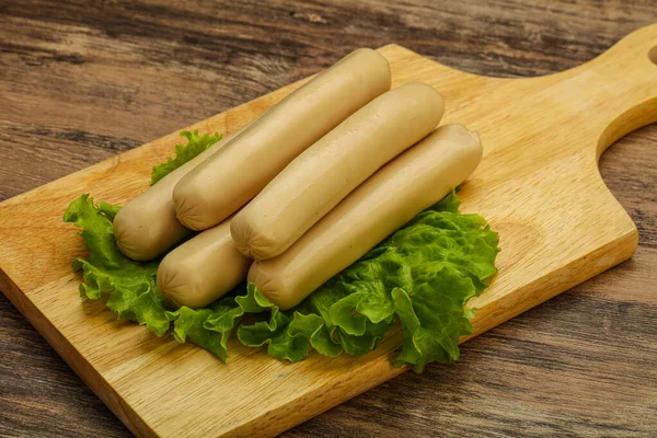 Witte Kippenworst Met Saladebladeren — Stockfoto