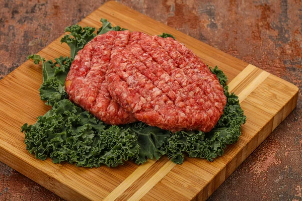 Chuleta Hamburguesa Carne Cruda Para Parrilla —  Fotos de Stock