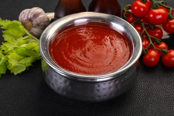 Sopa Tomate Mediterráneo Con Albahaca Especias —  Fotos de Stock