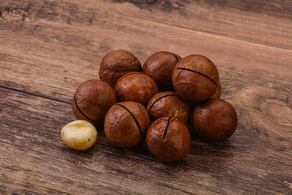 Brown Primo Piano Mucchio Noci Macadamia Sfondo — Foto Stock