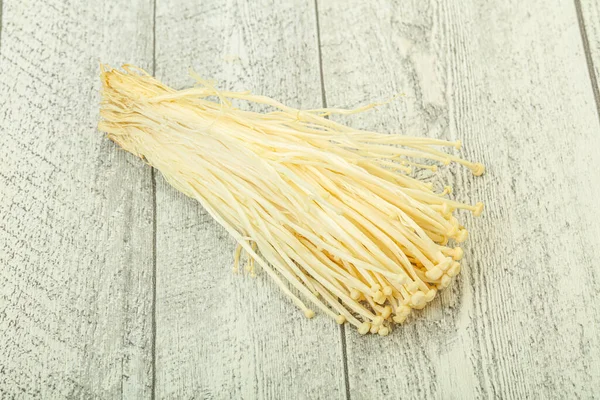 Superfood Raw Enoki Mushrooms Asian Cuisine — Stock Photo, Image