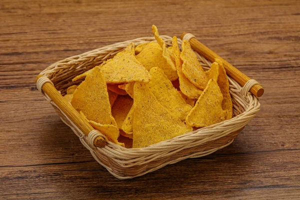 Mexican Crunchy Corn Nachos Triangle Heap — Stock Photo, Image