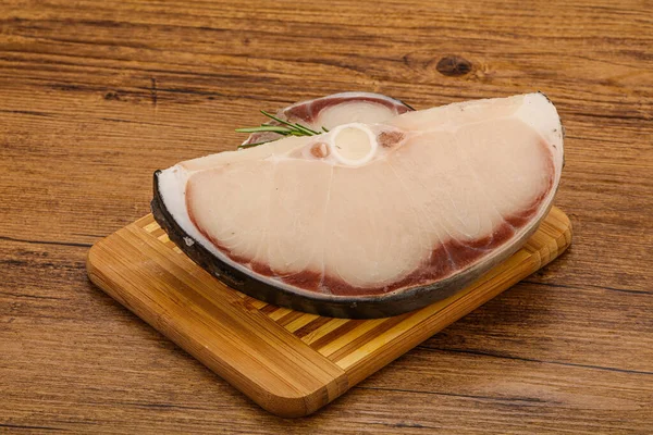 Raw Shark Steak Served Rosemary Cooking — Stock Photo, Image