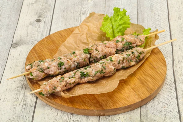 Skewer Porc Crud Kebab Gata Pentru Grătar — Fotografie, imagine de stoc