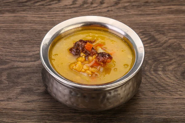 Pea soup with smoked pork ribs — Stock Image Pea Soup Smoked Pork Ribs Royalty Free Stock Images
