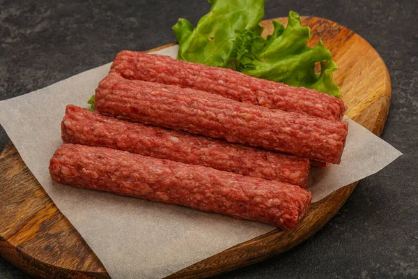 Raw Beef Sausages Spices Grill — Stock Photo, Image