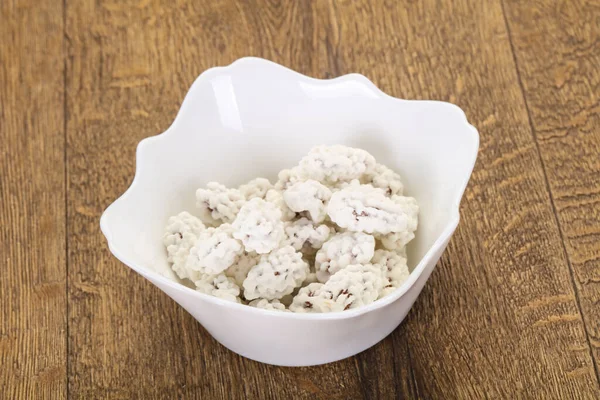 White Almond Candy Heap Bowl — Stock Photo, Image