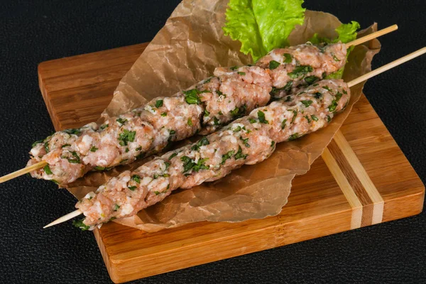 Raw Pork Skewer Kebab Ready Grill — Stock Photo, Image