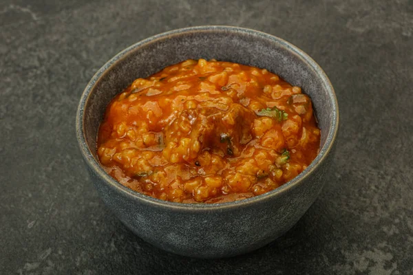 Sopa Tradicional Georgiana Kharcho Com Carne Especiarias — Fotografia de Stock