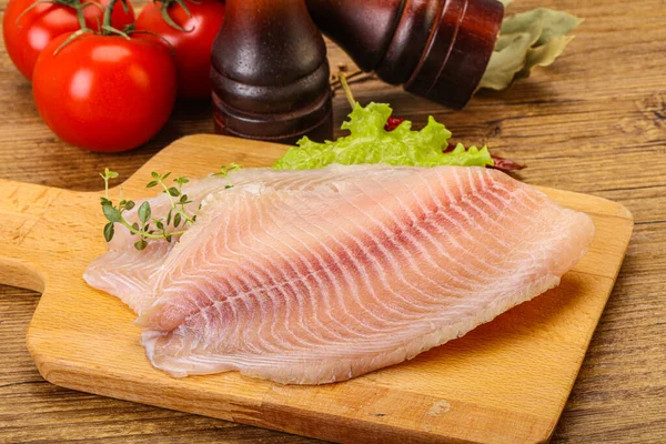 Fillet Ikan Tilapia Mentah Untuk Dimasak — Stok Foto