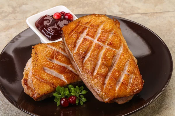 Roasted Duck Breast Berry Sauce — Stock Photo, Image