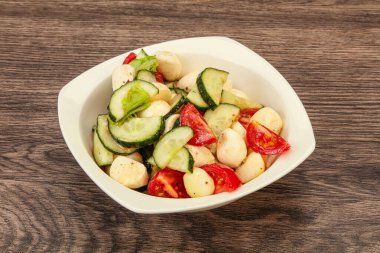 Sebzeli salata ve mozarlla peyniri.