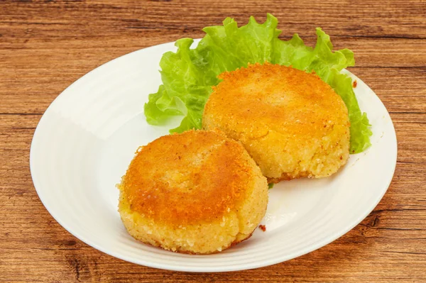 Cuisine Végétalienne Côtelette Pommes Terre Rôtie Dans Assiette — Photo