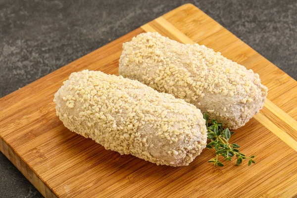 Costeleta Frango Pão Cru Para Assado — Fotografia de Stock