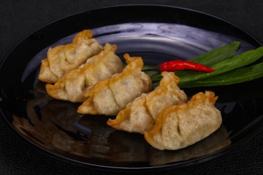 Geleneksel Japon mutfağı Gyoza köfteleri et ve deniz ürünleri.