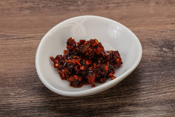 Vietnamesiska Stekt Chili Peppar Sås Med Olja — Stockfoto