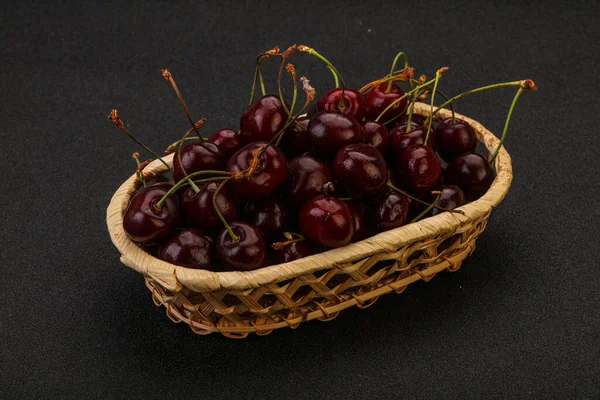 Sweet Ripe Bird Cherry Basket — Stock Photo, Image