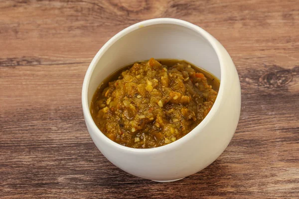 Grüne Würzige Sauce Mit Pfeffer Der Schüssel — Stockfoto