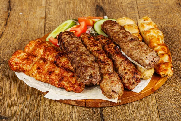 Tasty Hot Minced Meat Kebab Set — Stock Photo, Image