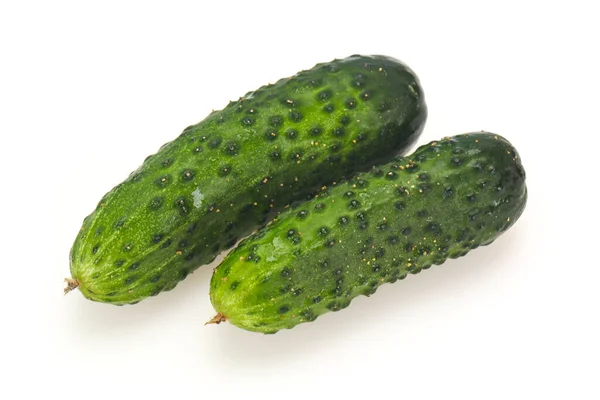 Ripe Fresh Green Two Cucumbers Ready Vegan — Stock Photo, Image