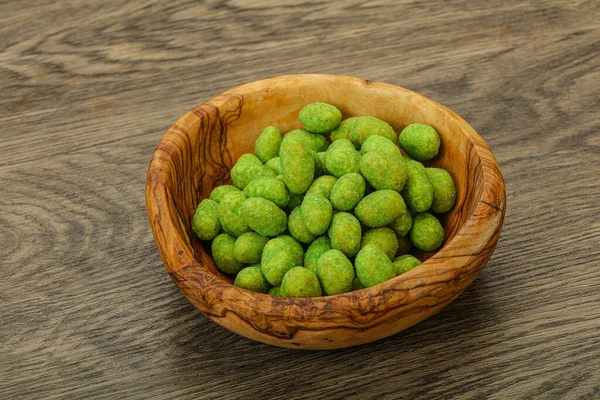 Spicy Wasabi Cacahuètes Snack Dans Bol — Photo