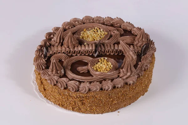 Delicatissima Torta Cioccolato Con Crema — Foto Stock