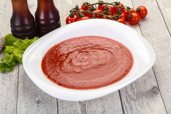 Sopa Tomate Mediterráneo Con Albahaca Especias —  Fotos de Stock