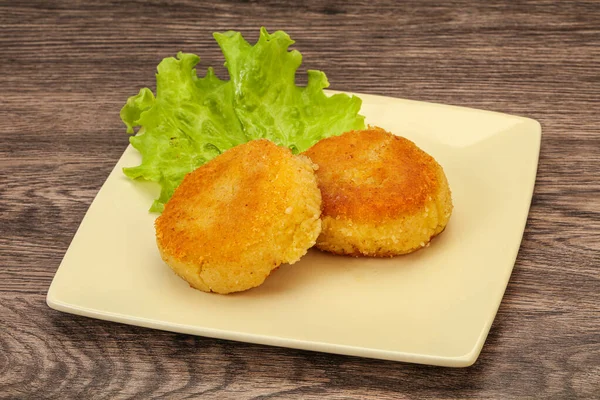 Vegan Cuisine Roasted Potato Cutlet Plate — Stock Photo, Image