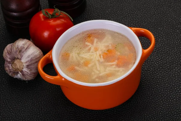 Chicken Soup Noodles Carrot Celery — Stock Photo, Image