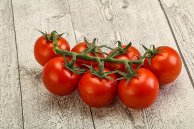 Taze olgun domates dalıyla izole edilmiş.