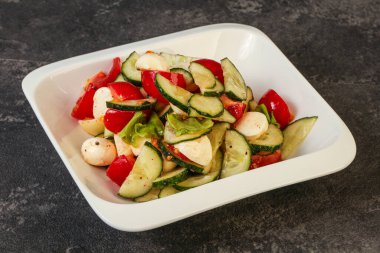 Sebzeli salata ve mozarlla peyniri.