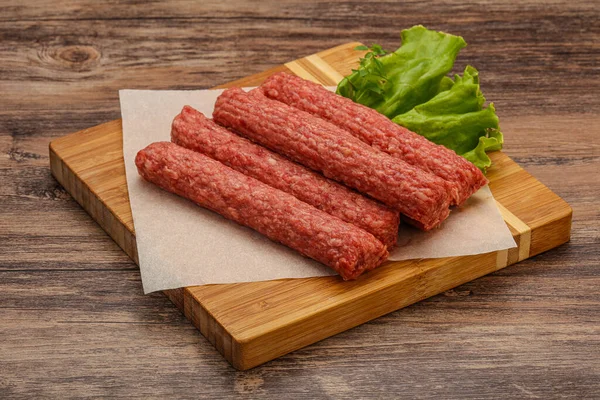 Raw Beef Sausages Spices Grill — Stock Photo, Image