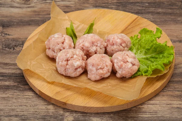 Almôndega Picada Porco Crua Caseira Pronta Para Cozinhar — Fotografia de Stock