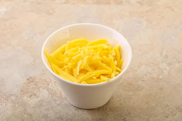 Queso Amarillo Rallado Tazón Para Cocinar — Foto de Stock