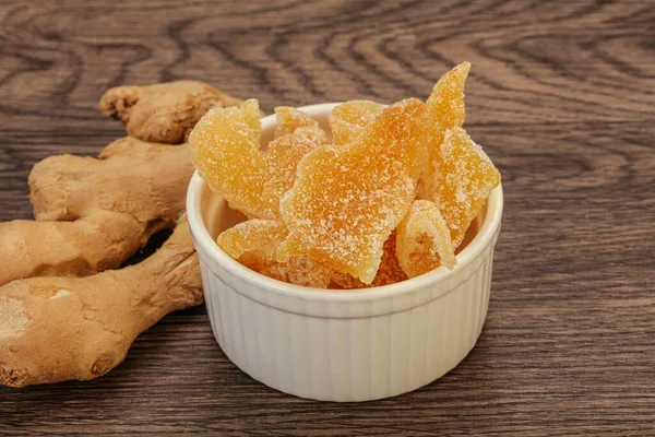 Trockener Süßer Ingwer Snack Der Schüssel — Stockfoto