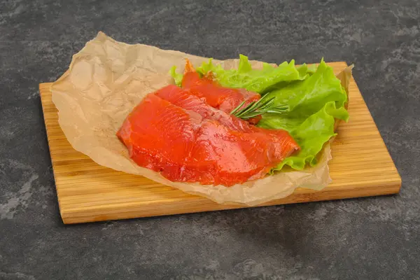 Aperitivo Filete Salmón Rodajas Servido Romero — Foto de Stock